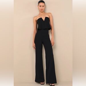 Lulu's Power of Love Black Strapless Jumpsuit - S